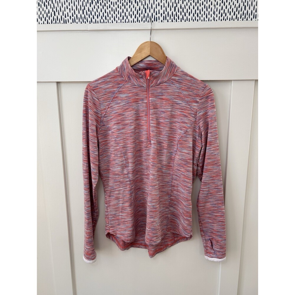 Zero Restriction Women's M Striped 1/4 Zip Pullover Red Blue Golf Activewear